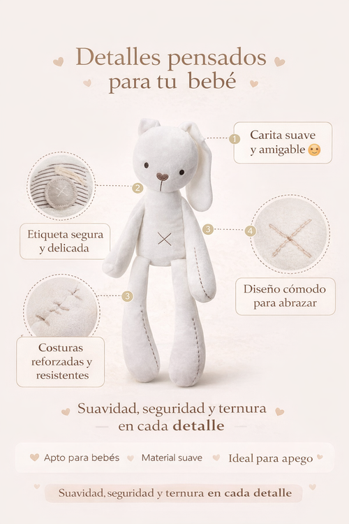 Tuto Conejo – Juguete de Apego Peluche 42 cm