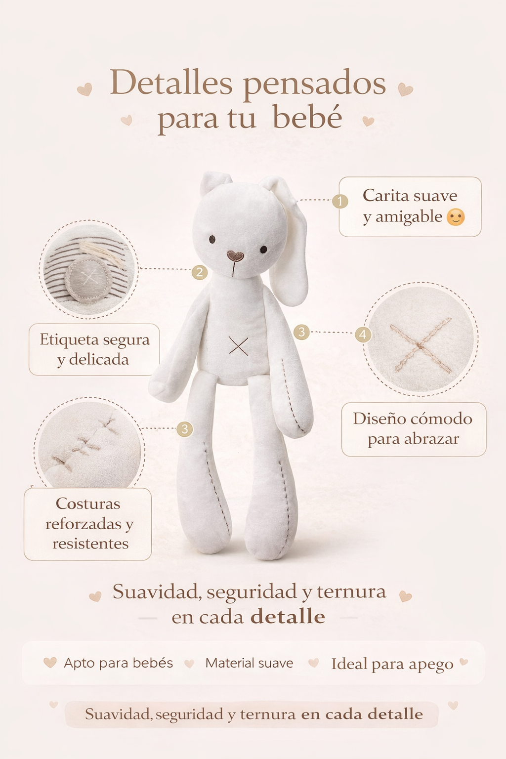 Tuto Conejo – Juguete de Apego Peluche 42 cm