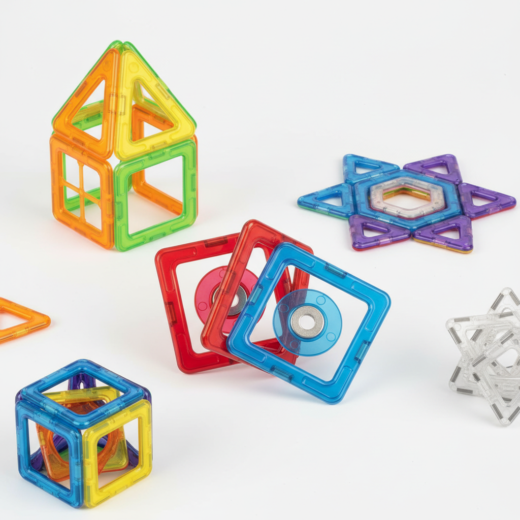 Detalle de conexión magnética de los bloques de construcción